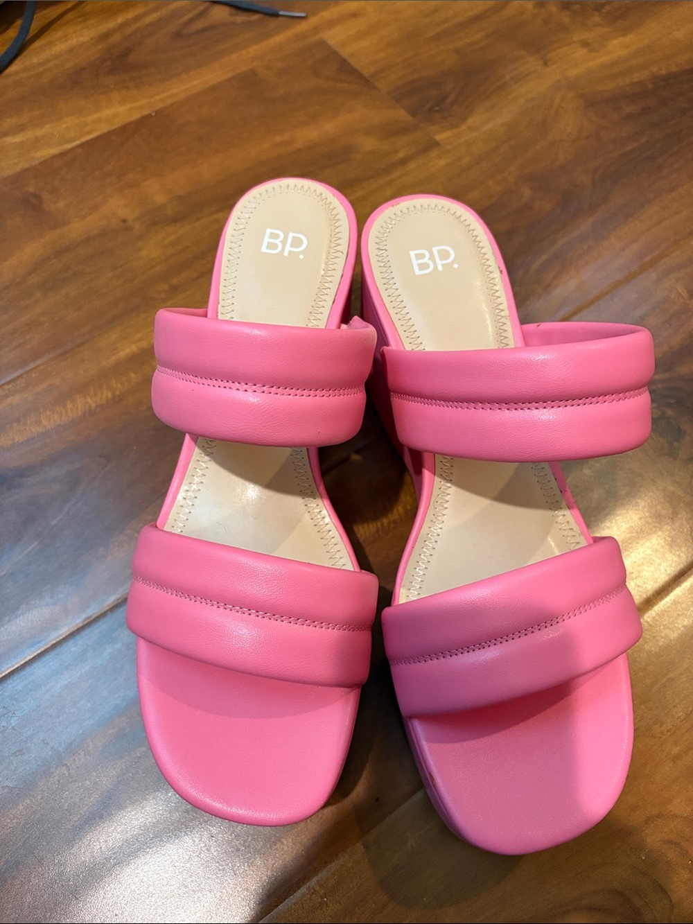 bp Pink Double-Band Padded Slide Sandals